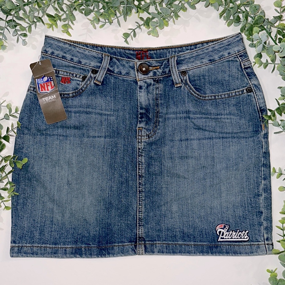NFL Patriots Embroidered Jean Skirt